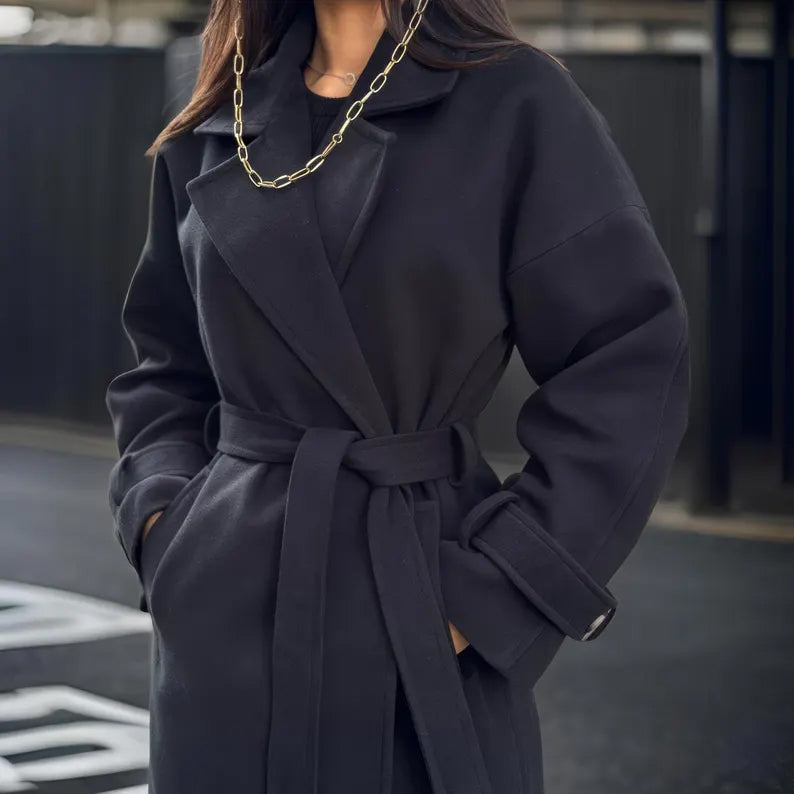 Double-Breasted Cashmere Trench Coat