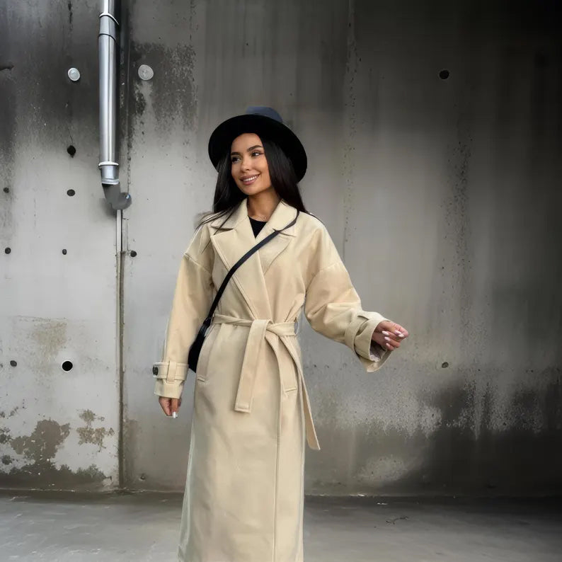 Double-Breasted Cashmere Trench Coat