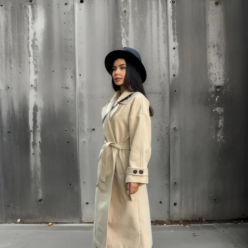 Double-Breasted Cashmere Trench Coat