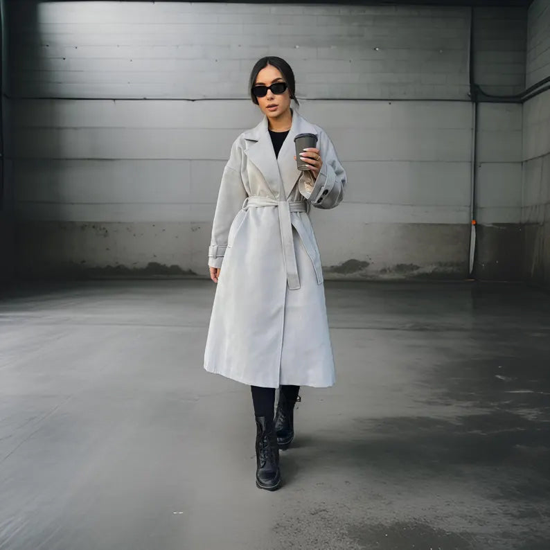 Double-Breasted Cashmere Trench Coat