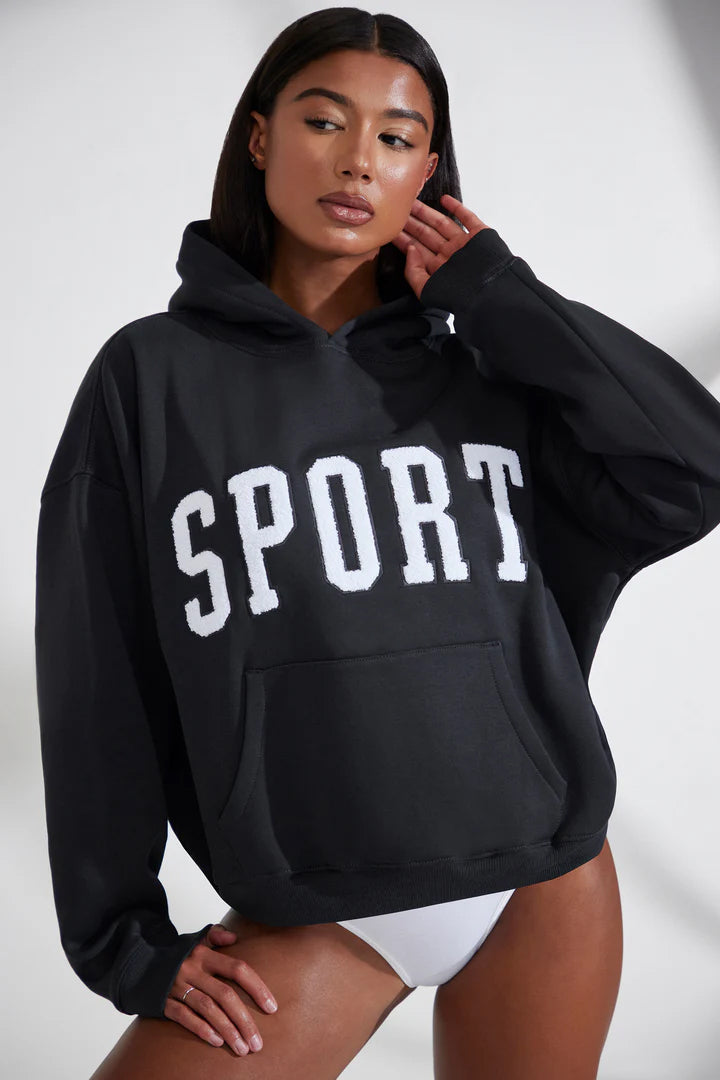 Oversized Hooded Sweatshirt in Black