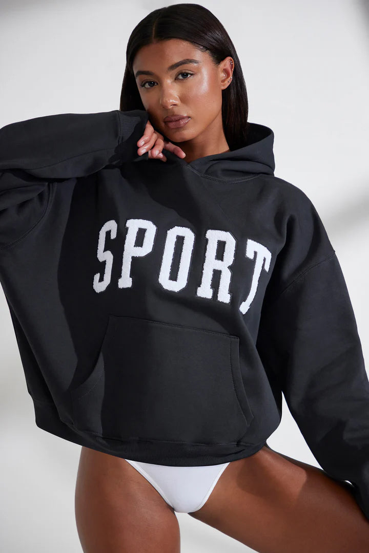 Oversized Hooded Sweatshirt in Black