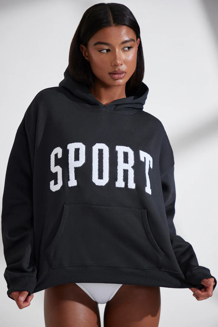 Oversized Hooded Sweatshirt in Black