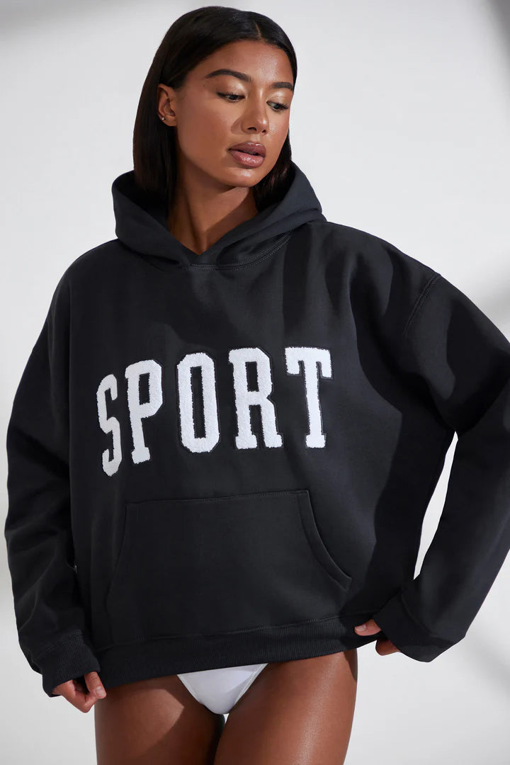 Oversized Hooded Sweatshirt in Black
