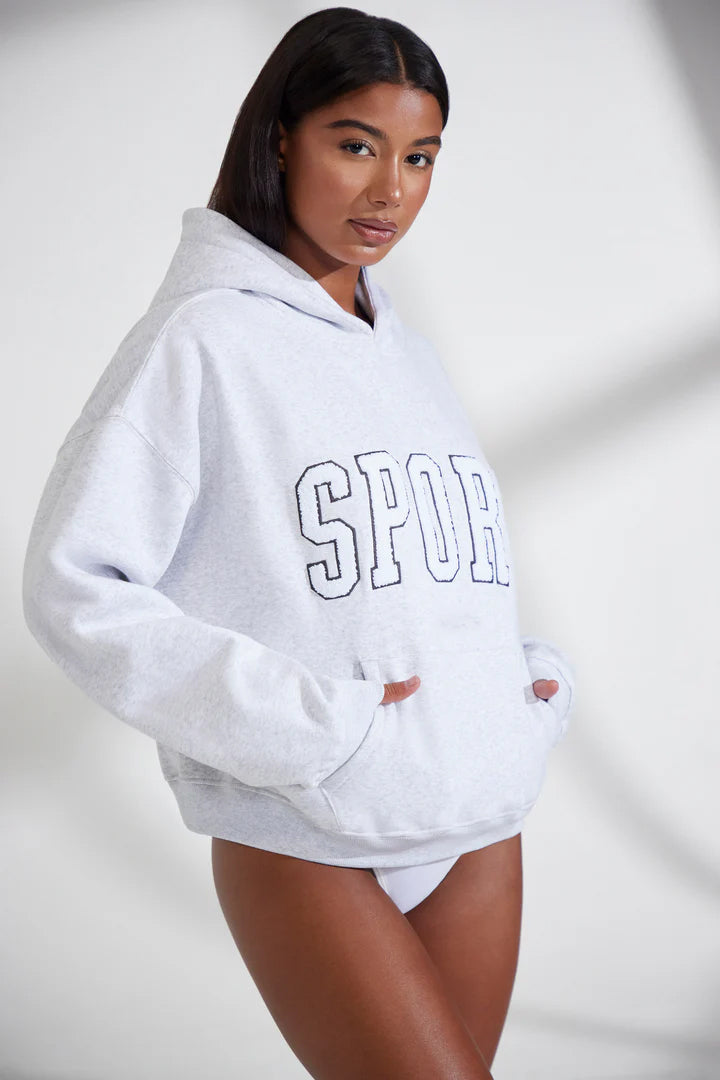 Oversized Hooded Sweatshirt in Heather Grey