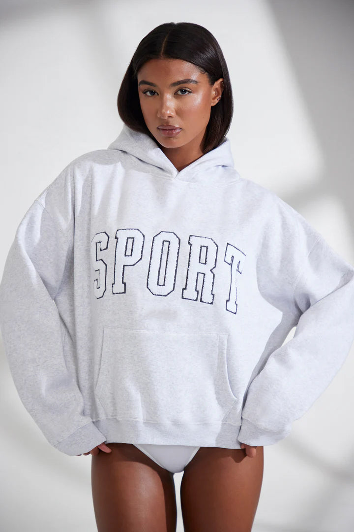 Oversized Hooded Sweatshirt in Heather Grey