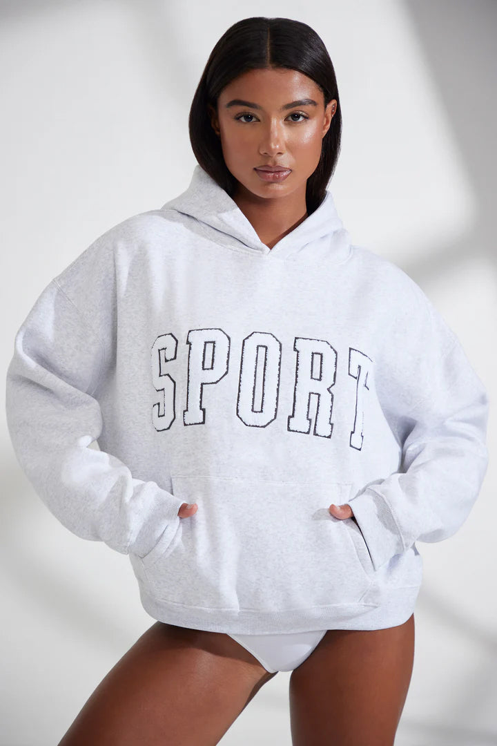 Oversized Hooded Sweatshirt in Heather Grey