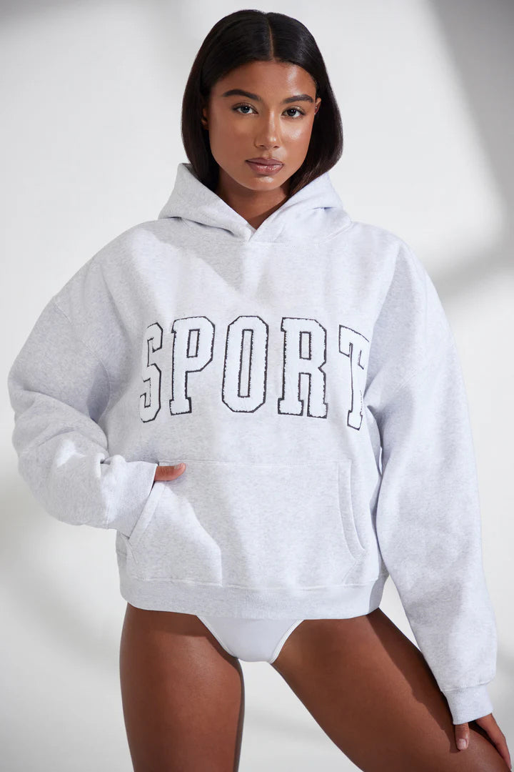 Oversized Hooded Sweatshirt in Heather Grey