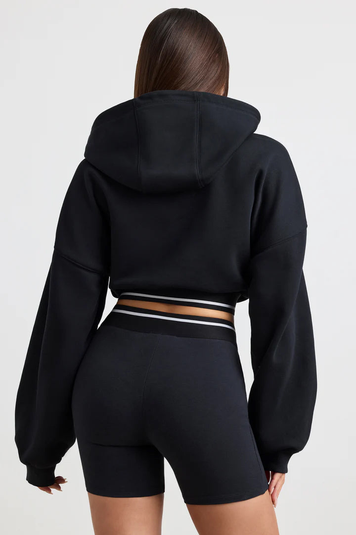 Women Cropped Hoodie &amp; Short in Black