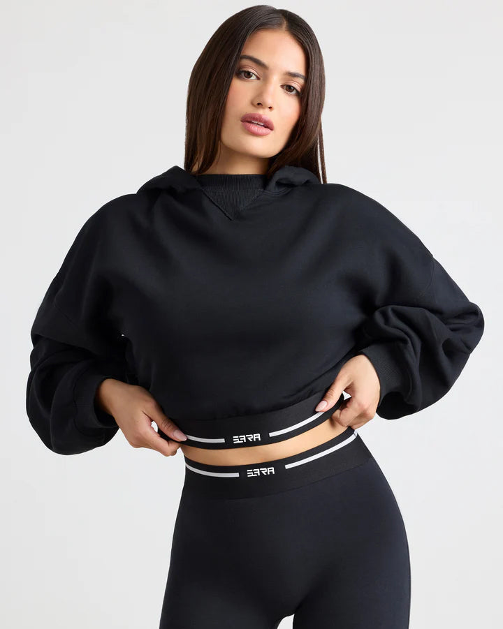 Women Cropped Hoodie &amp; Short in Black