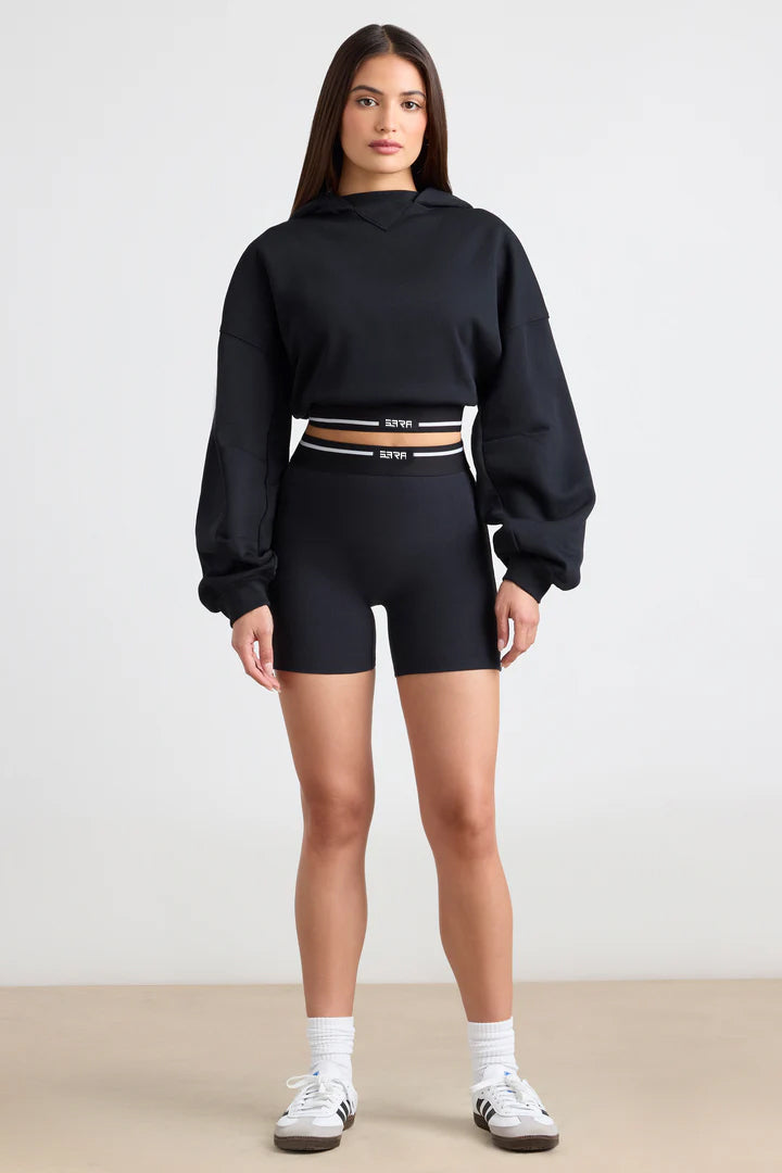 Women Cropped Hoodie &amp; Short in Black