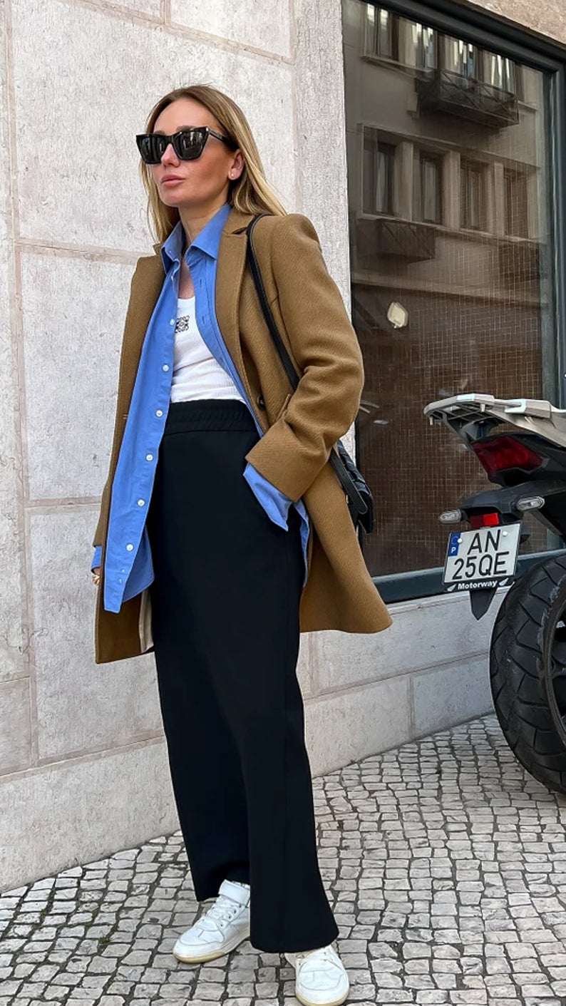 Women Short Camel Overcoat